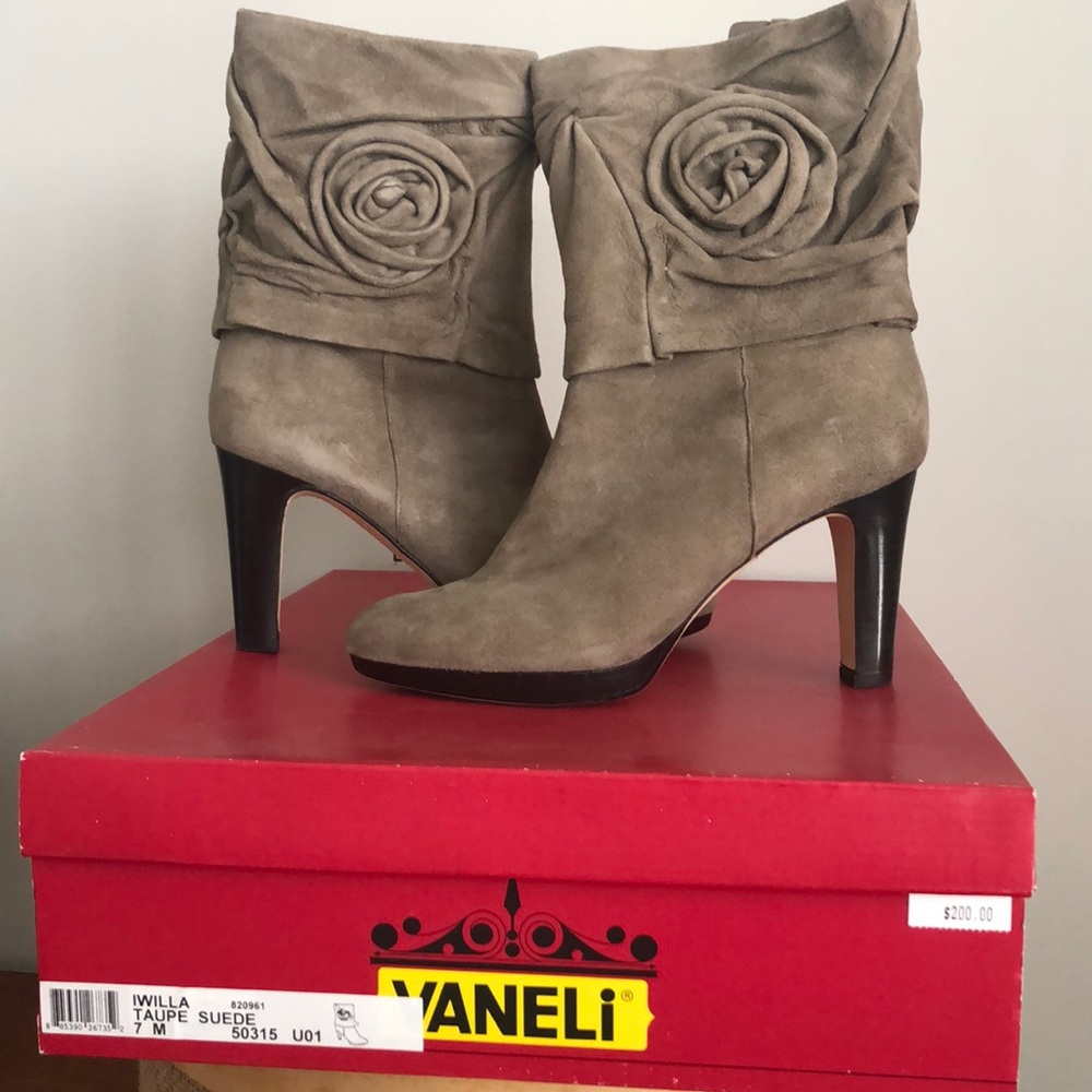 Vaneli Taupe Heeled Boots, Brand New, Size 7